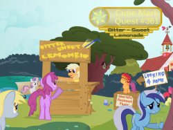 ask-torrent:  Cutie Mark Quest #361: Bitter-Sweet Lemonade I don’t know, the idea sounded fine at first, but for some reason there were fewer and fewer clients every day. The girls took the Bitter part a bit too seriously and started handing everypony