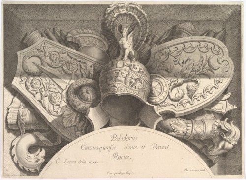 met-drawings-prints:Divers Trophées (Weapon Trophies after the Façade of Palazzo Milesi in Rome) by 
