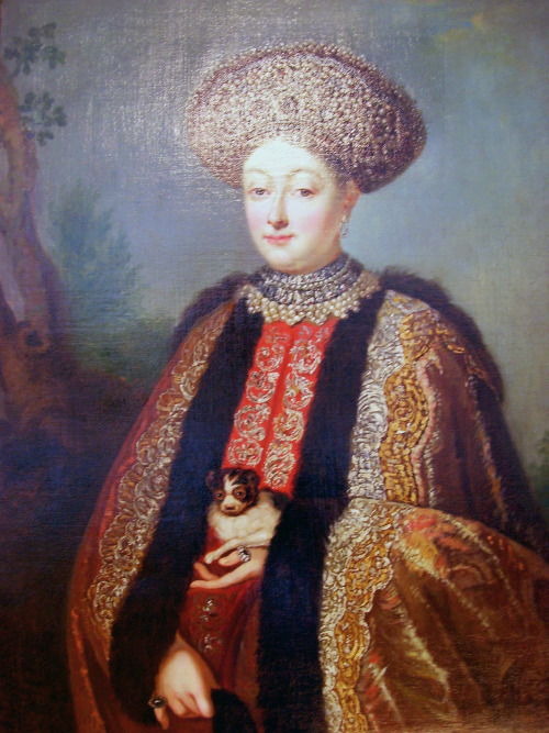 Two versions of a portrait of Russian Tzarina Marfa Apraksina (1664-1716)