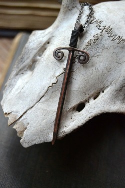 wolftea:still got some handmade copper pieces from my husband left up in the shop &lt;3 100% hand cut, sanded, textured, stamped and given a rustic patina. The bottom photo is one of my favorites, reminds me of a symbol for fertility and femininity…