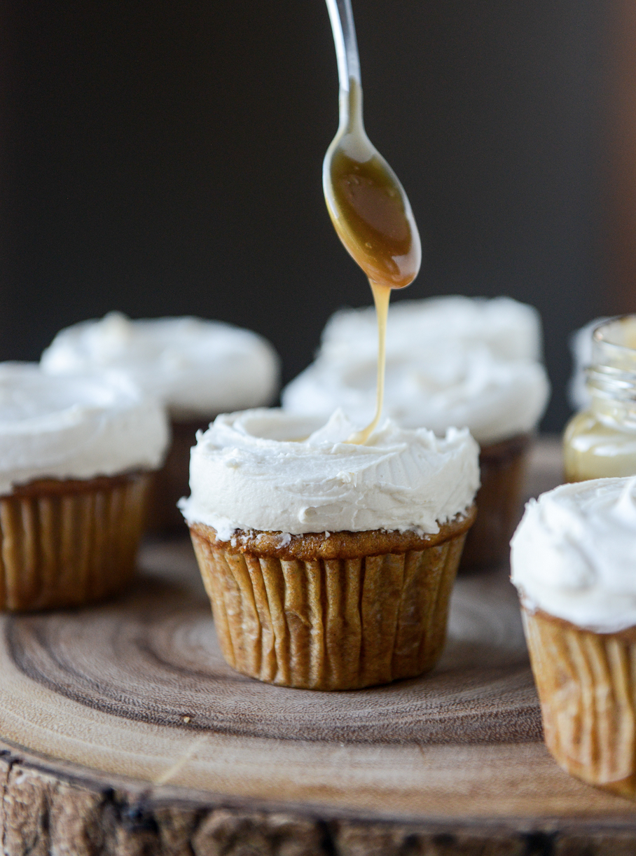 Full Cravings — Pumpkin Cupcakes with Salted Caramel Frosting