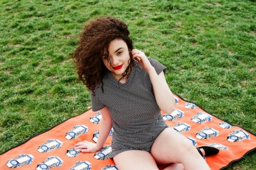 americanapparel:  Diana and Barbara wear the NDP Winie Print Rayon Babydoll Dress and NDP Pia Print T-Shirt Romper and NDP Simy Orange Print Throw. May 2014.