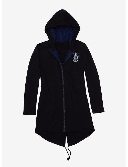 Hogwarts house fashions (part one) found at Hot Topic.RavenclawCardiganZip up robe hoodiePlaid skirt