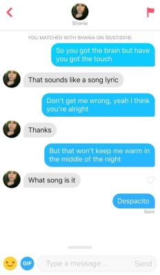 tinderventure:  Poor thing  Bahahaha Shania lyrics for the win 😂😂