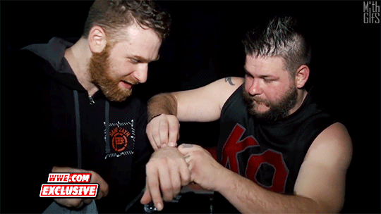 moonsault-fics:  mith-gifs-wrestling:Kevin and Sami and their (stolen) friendship
