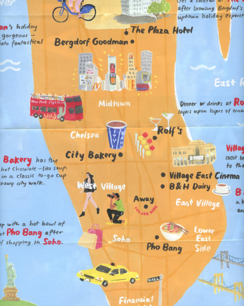 Detail of the map I made for Away of my favorite spots in NYC during the holidays. You can pick one 