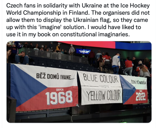 Clever, inventive and so touching! To my left of the ‘imagine’ Ukrainian flag is a reminder of the W