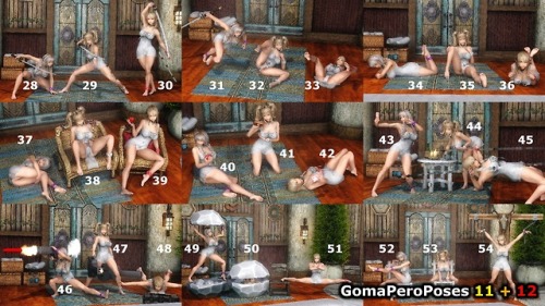 GomaPeroPoses 11 + 12ポーズmod第11弾と12弾が完成したのでアップします。
GomaperoPose1～10に加え、新規作成分GomaperoPose11と12の162ポーズを新たに追加しました。 もし良かったらSS撮影のオトモに使ってやってください。 また何かやらかしていたらコメントなどで教えていただけるとありがたいですm(_ _)m
導入後はGenerateFNISforUsersを実行してくださいm(_ _)m
Download SE