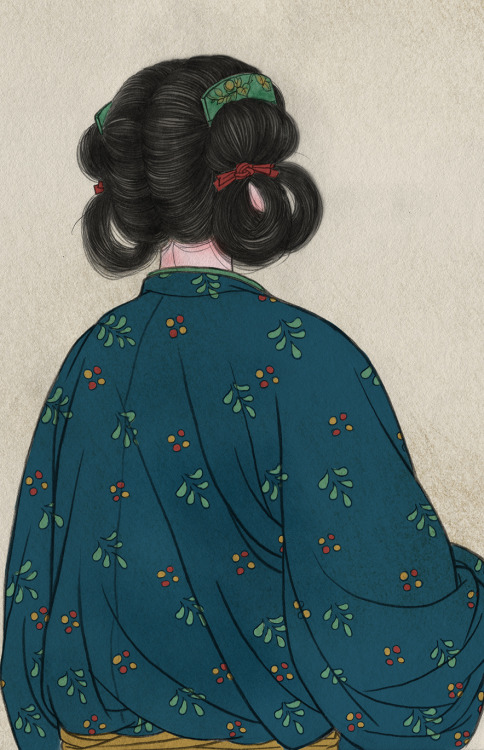 peonypavillion:by 阿舍Back portraits of Chinese women depicted in historical art, by Chinese artist -阿