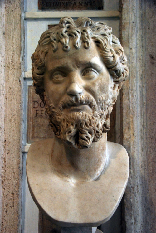 Portrait of emperor Septimius Severus. 193-211 AD. Marble. Musei Capitolini, Rome. Inv. S 364myglypt