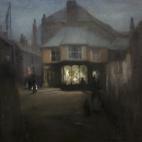 The Pie Shop by Night    -    James Hamilton Hay , 1916British, 1874-1916Oil on canvas,  21 &frac12;