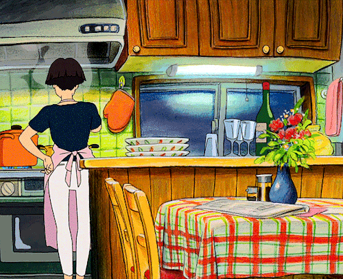 titlecard:  I  love you. I want us all to eat well. 🍳 🍲   Whisper of the Heart (1995)Castle in the Sky (1986)Princess Mononoke (1997)My Neighbor Totoro (1988)The Secret World of Arrietty (2010)Kiki’s Delivery Service (1989)Ponyo on the Cliff by