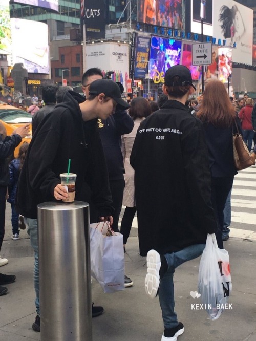 EXO Chanyeol &amp; Sehun in NYC Times Square