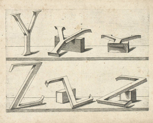 Stephan Michelspacher, Antiqua Capitals, early 17th century. Engraving. “Die Buchstaben in perspekti