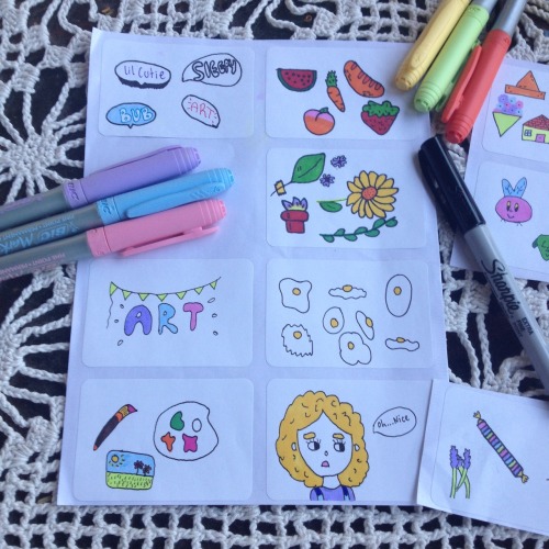 foglatte: Some stickers!! I’m too afraid to cut them out  (Not all my drawing ideas)