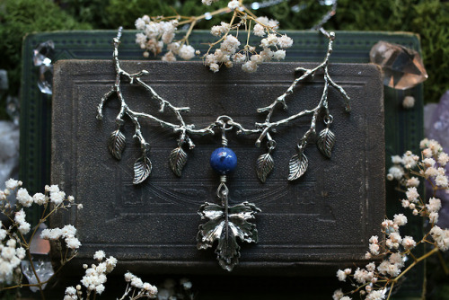 The forest spirit necklace is now available with different gemstones - snowflake obsidian, sodalite 