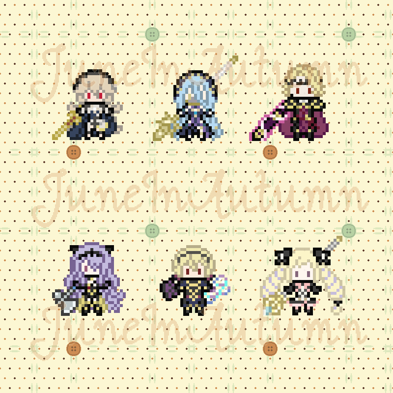 edea lee, agnes oblige, airy, ringabel, tiz arrior, and 1 more (bravely  default and 1 more) drawn by irono16