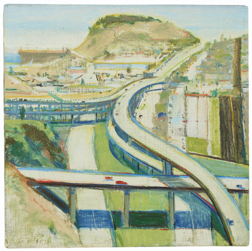 thunderstruck9:Wayne Thiebaud (American, b. 1920), Study for Freeway, 1979. Oil on canvas, 12 x 12 i