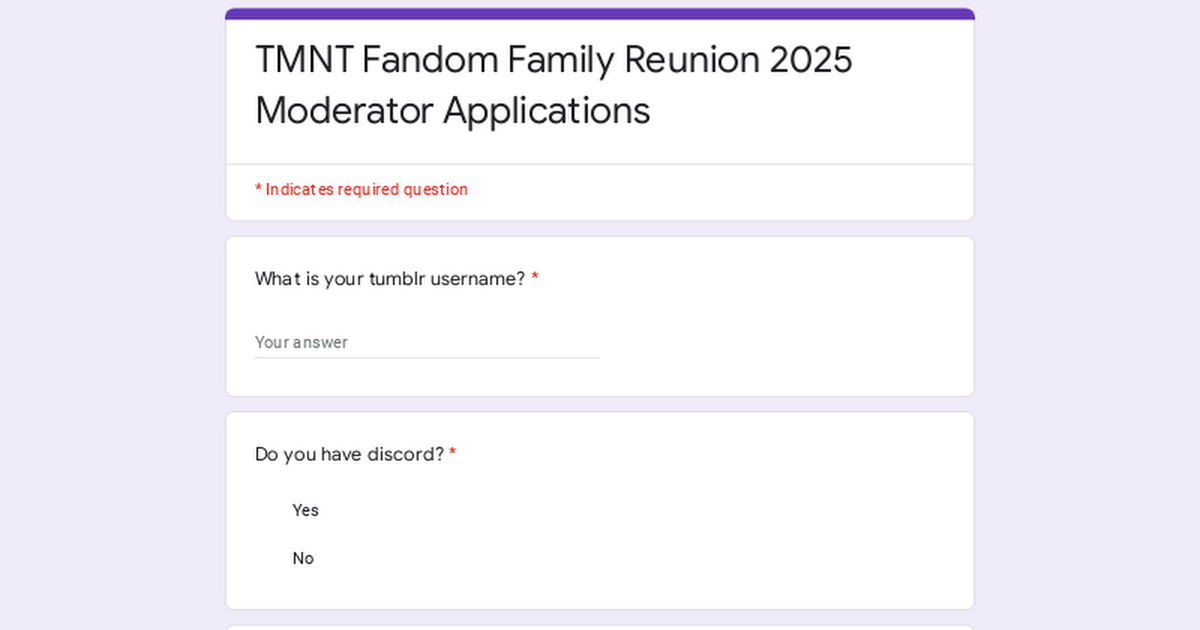 TMNT Fandom Family Reunion 2025 Moderator Applications