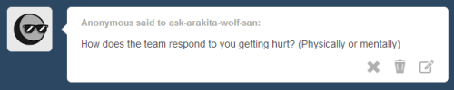 ask-arakita-wolf-san:  “I think I really do love my team, sometimes.” pt2