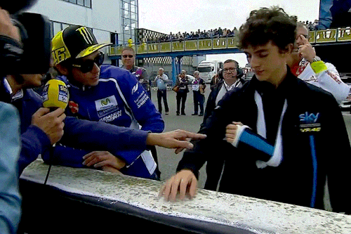 Assen 2014: Valentino Rossi And Injured Pecco Bagnaia On The Moto3 Grid.