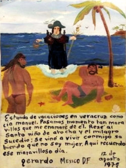 ithankthevirgin:  When I was on vacation in Veracruz I met Manuel. We had such a good time together that I fell in love with him. I prayed to The Holy Child of Atocha for a miracle, and Martin agreed to live with me at my house. He knew that I’m not