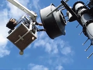 sizvideos:  Microwave antenna was filled with acorns. Woodpeckers were using it as