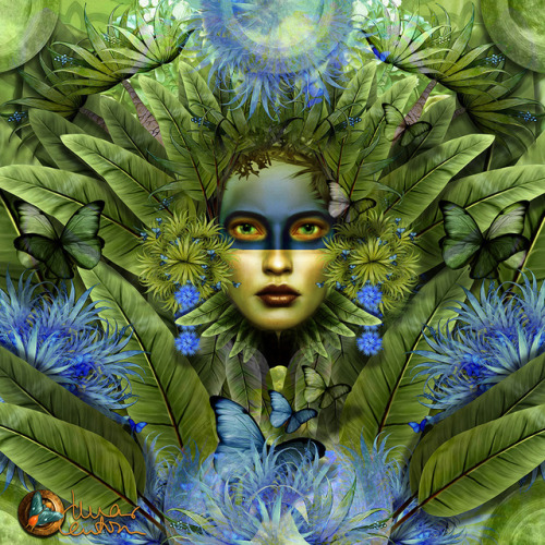 marejadilla:   “Tropical green and indigo jungle Woman” by © Mar Cantón