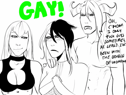 originalike:  Illion and Aurea are lesbians and Lucifer…well, Lucifer is Lucifer XD and this cutie is also homo ｡◕ ‿ ◕｡  