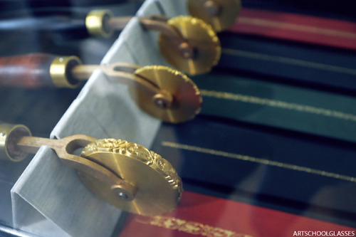 artschoolglasses:Various tools used for gold foil embossing book coversDublin Castle, Ireland  