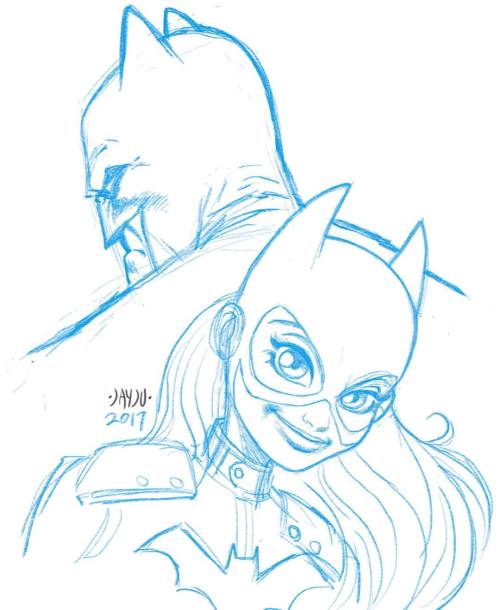 Batgirl and Batman sketch for fun. #batgirl #batman #dcsuperherogirls #comics #jayju #monsterhigh #m