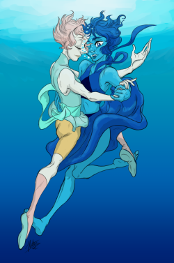 tassietyger:  Ever since I have seen @steamboat-itchy wonderful underwater piece, I have always wanted to do my interpretation of an underwater scene involving Pearl and Lapis dancing - only problem was actually fleshing it out as I had trouble having