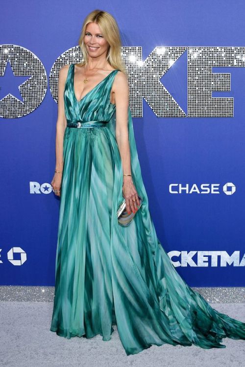 Claudia Schiffer in Zuhair Murad Couture at the NYC premiere for Rocketman on May 29, 2019.