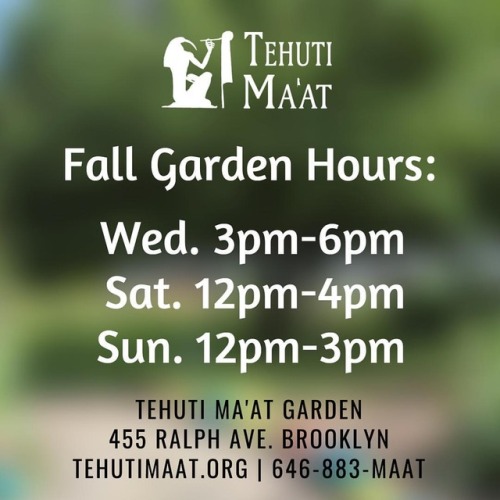 Nu hours for the fall&hellip;. help finish off the season strong at #TehutiMaatGarden #OrganicFoodfo