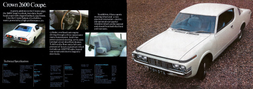 carsthatnevermadeitetc:Toyota Crown UK market brochure (edited), 1973. This was the 4th generation C