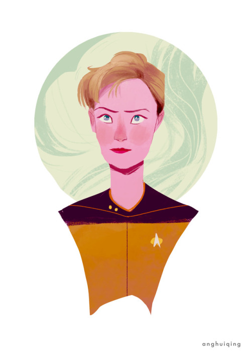 chickensaredoodling:The whole set compiled in one post. TNG characters in portrait styles inspired b