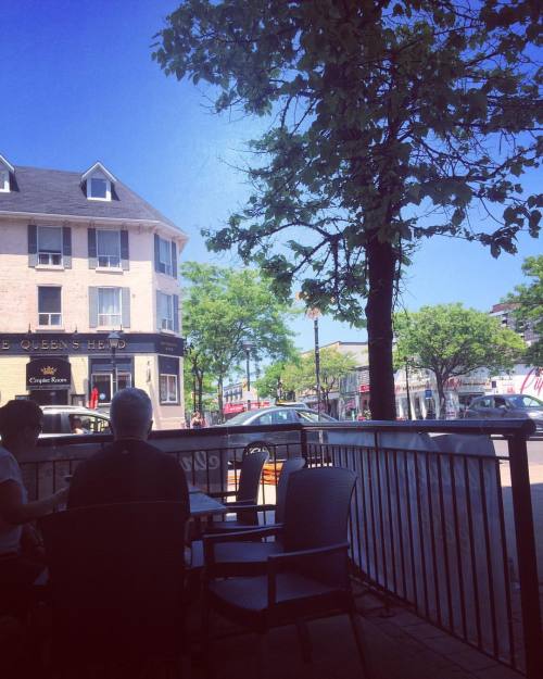 Sitting on a patio in Burlington having coffee #btown #burlington #friendhangs #fundays