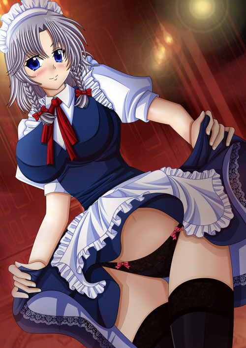 artemisumi:  Fanart Izayoi Sakuya from Touhou Project doing a curtsy.Commission from Theangrycolossa