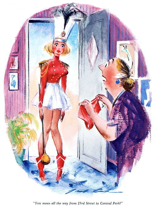 “You mean all the way from 23rd Street to Central Park?”Jack Cole / cartoon for Playboy, May 1958.