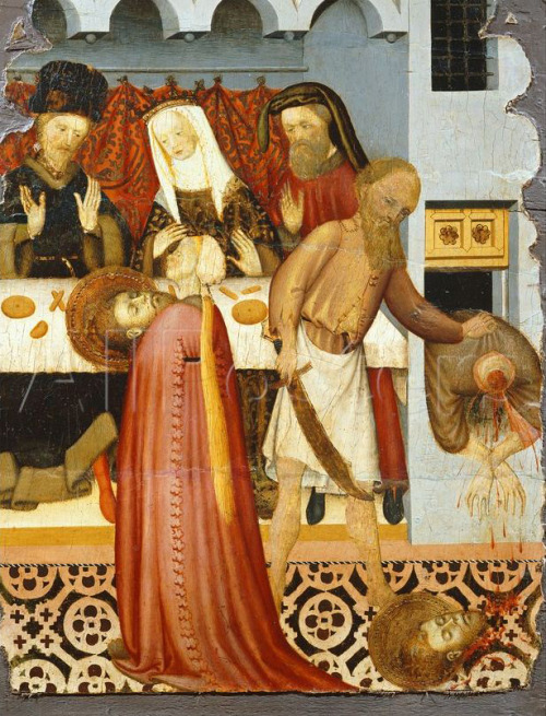 Salome bringing the head of John the Baptist to Herod’s banquet- detail from the predella of a