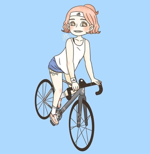 fixiegirls:Repost from @ja_o_mong . 태그가 안올라가서 다시 광고그림일것만 같다고 하셨다 하핫 . . #adidas #fixie #fixedgear #