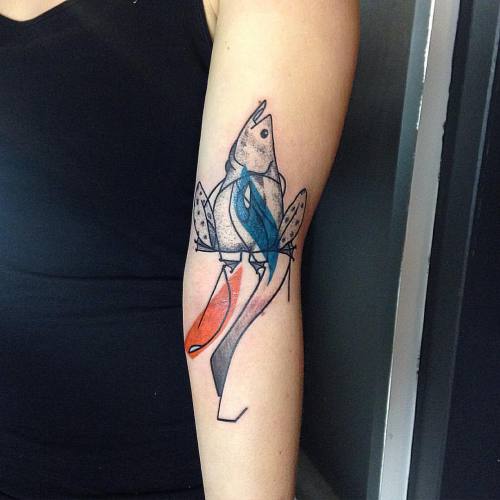 Inkme collaboration With Thalie #redmondirons #dermink #graphictattoo #deuilmerveilleux #fish #frog 