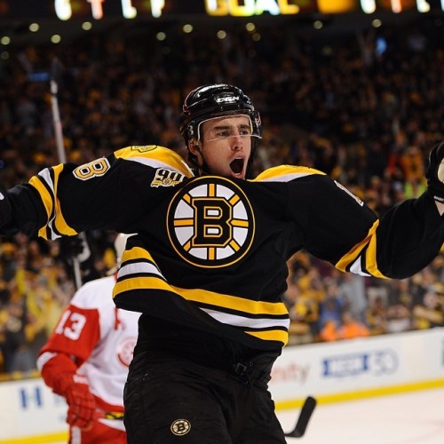 Reilly Smith celebrates his first career NHL playoff goal in Game 2 against the Red Wings. #NHLBruins