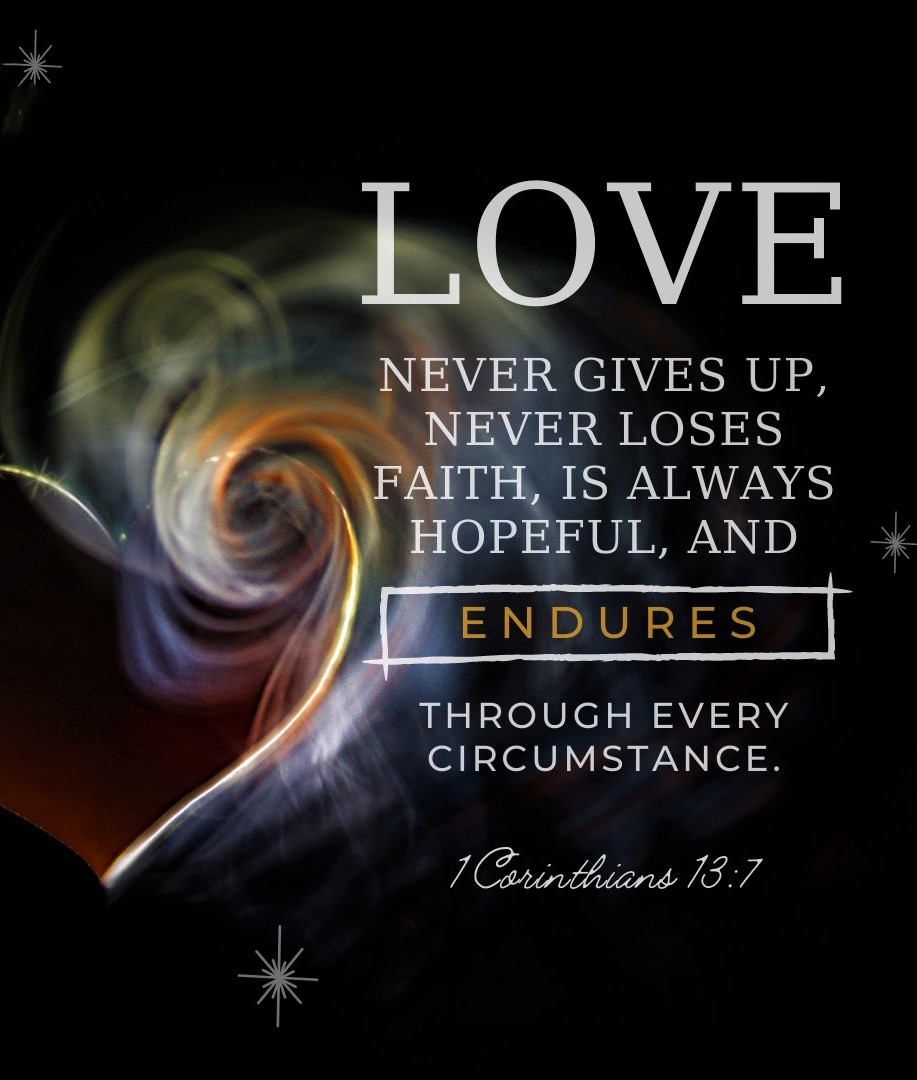 Love Quotes - Love never gives up, never loses faith, is