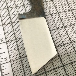 2ausc:  Cleaning up bevels after heat treat on @moparlady ‘s carry cleaver. Next on to hand sanding. #handmade #carrycleaver #workinprogress #custom #knife #blade #knifemaking #USA 