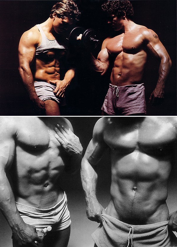 Two classically beautiful muscle studs posing.