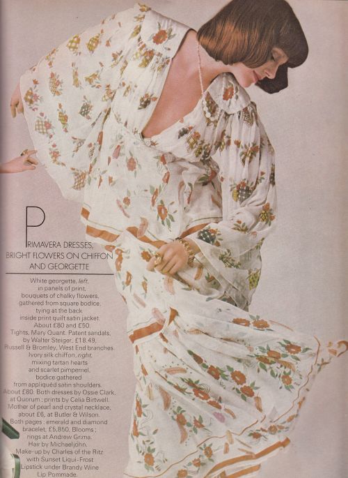 Stunning floral maxi dress from Vogue, April 1st 1973