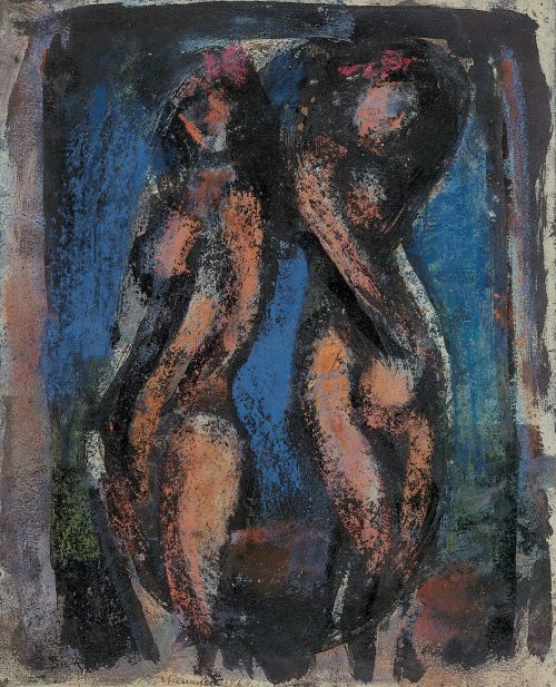 amare-habeo:  Georges Rouault (French, 1871 – 1958) Nus décoratifs (Caryatides), 1929 Oil paint, gouache and pastel on paper, 28,1 × 22,5 cm 