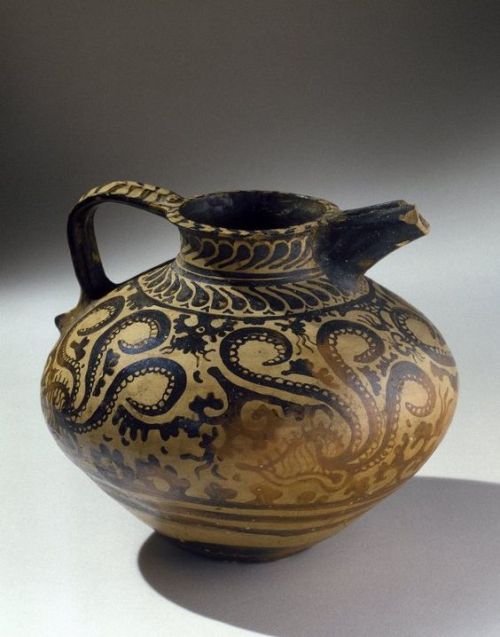 treasures-and-beauty:Minoan Decorated Jug  Culture: Minoan  Medium: Ceramic, slip  Ge