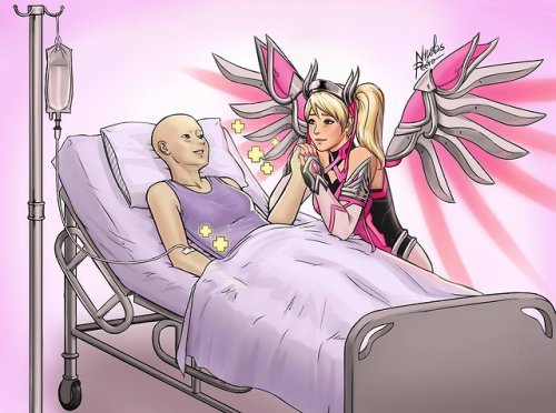 Uma bela homenagem a iniciativa da Blizzard em criar a skin Pink Mercy para ajudar o combate ao c&ac